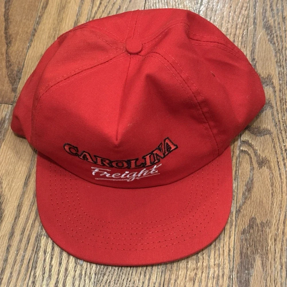 Vintage 80's CAROLINA FREIGHT‎ Red Snapback Trucker Hat Made In USA